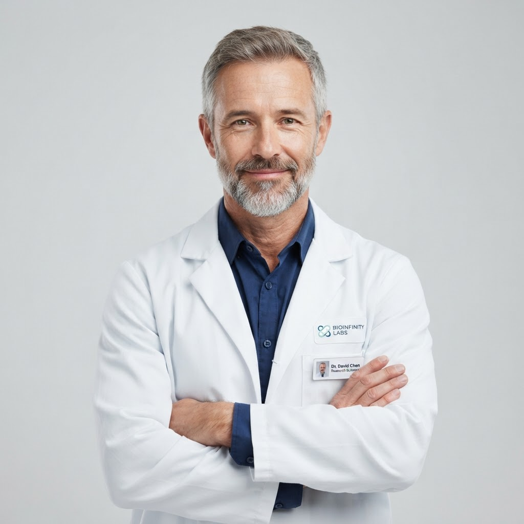 Helix research specialist in a lab coat